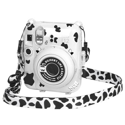 HIYQIN Mini12 Case for Fujifilm Instax Mini 12 Camera, Protective Clear Case with Crystal Hard Shell Cover and Shoulder Strap, Includes Camera Sticker