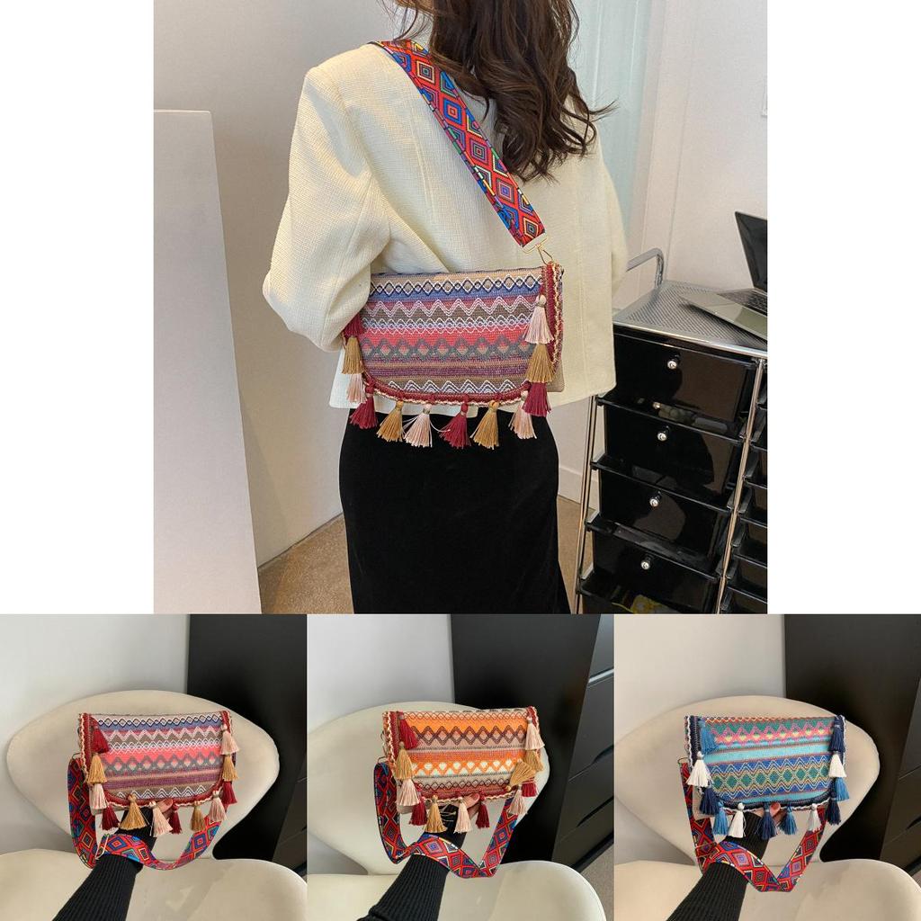 Retro European Canvas Water Bucket Bag With Tassel Details For Daily Wear