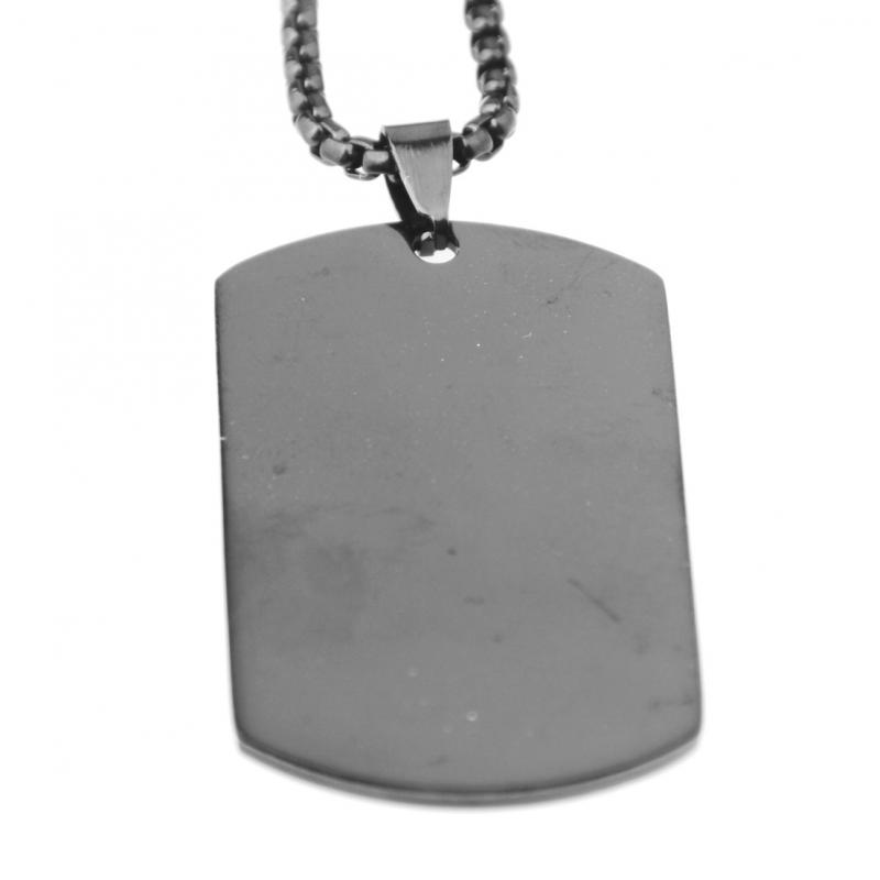 High Quality Titanium Steel Glossy Square Pendant Dog Tag Necklace Men\'s Punk Hip Hop Trend Jewelry