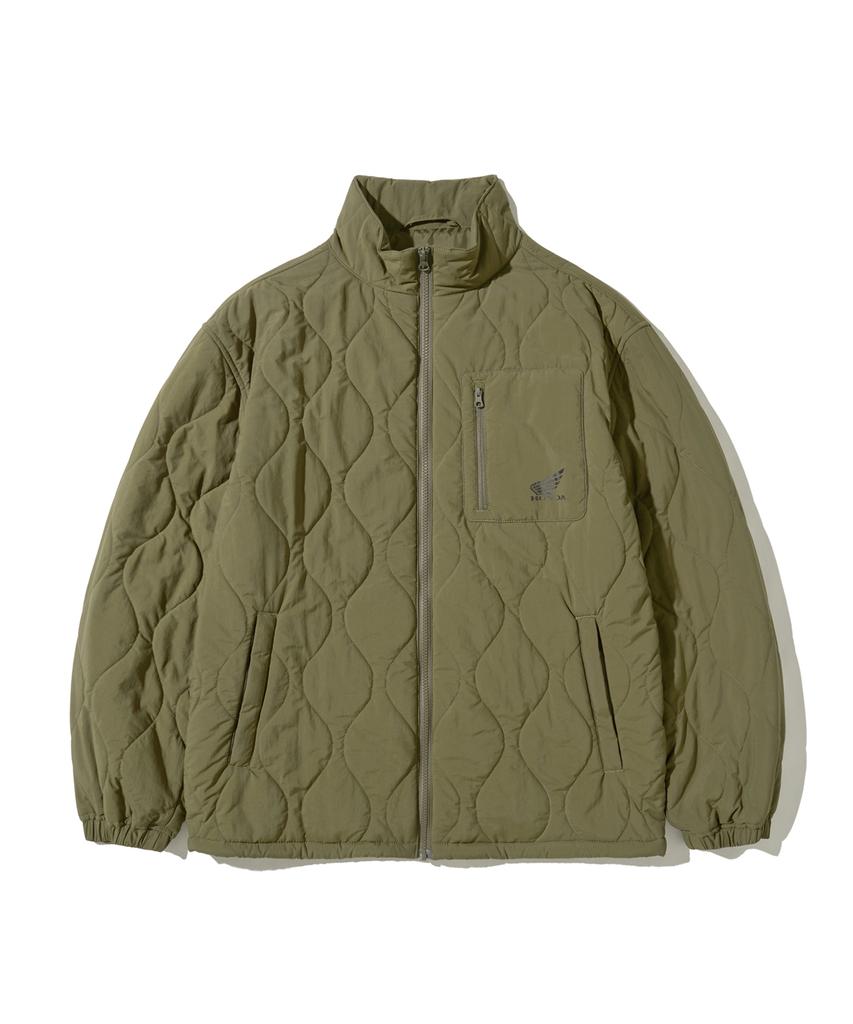 Phyps Motorcycle Quilting Collarless Jacket Khaki