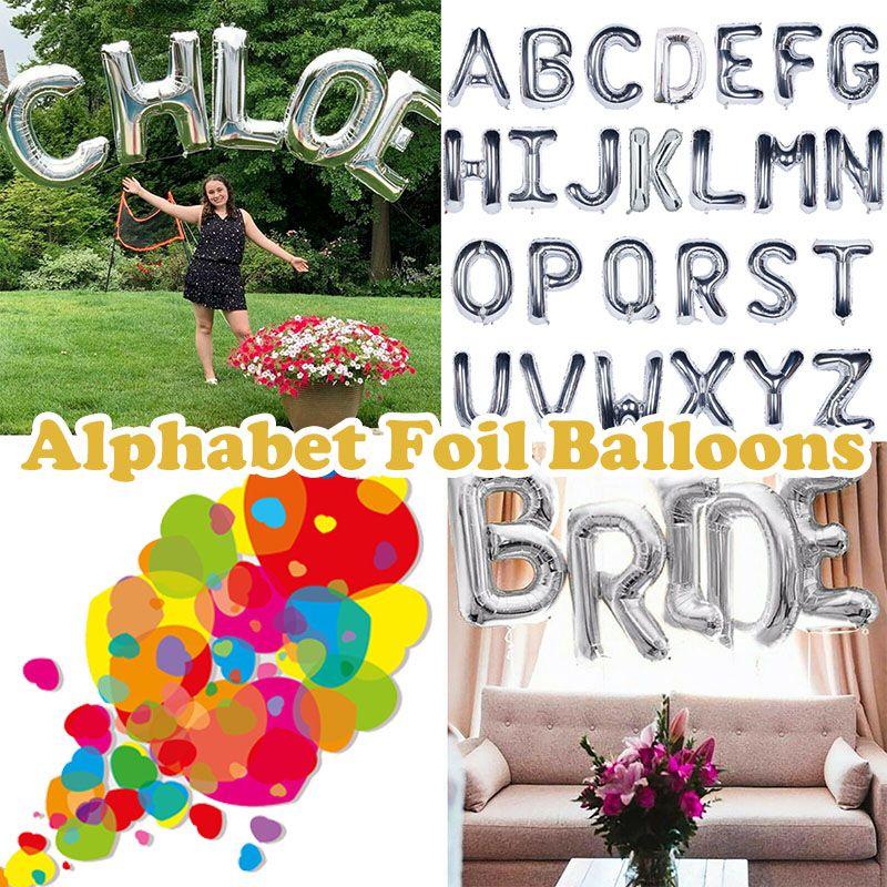Large Balloons Letter 40 Inch Silver Helium Air Foil Birthday Wedding Party