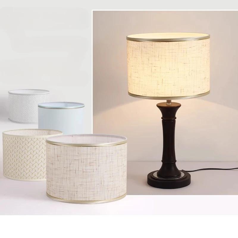 Nordic Cloth Metal Lamp Shade Home Decoration E27 Linen Fabric Metal Desk Lamp Cloth Lampshade 14/22/25cm Height