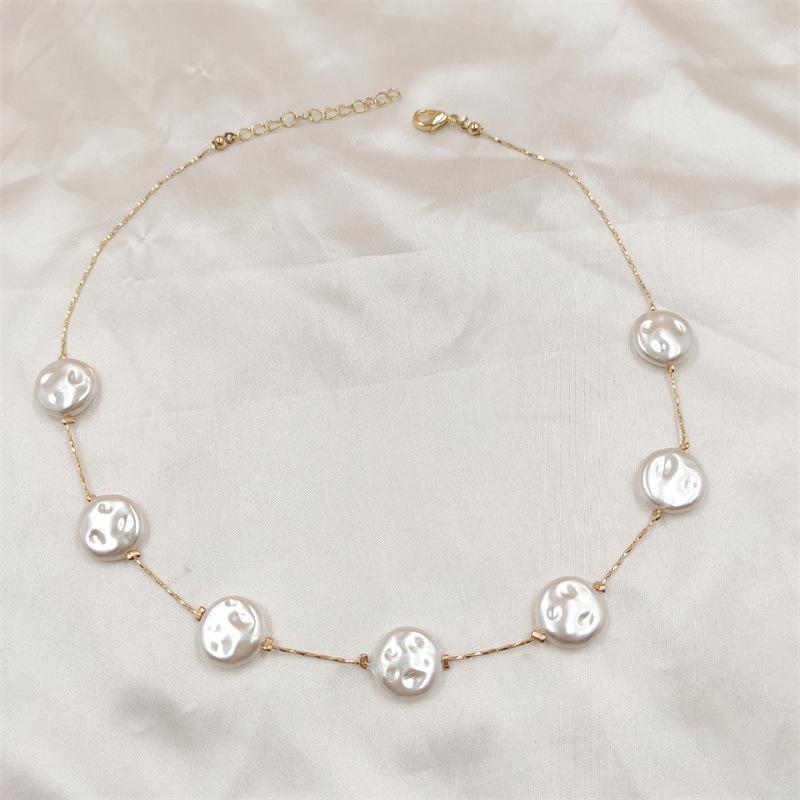 2025 Новая Мода Женский Темперамент Геометрический Плоский Барочный Жемчуг Чокер Ожерелье Женское Сексуальное Вечеринка Натуральный Жемчуг Чокер Ожерелье