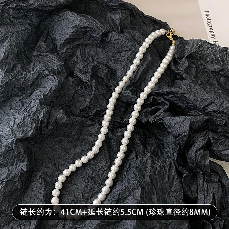 French pearl necklace simple commuter versatile collarbone chain design sense creative necklace women