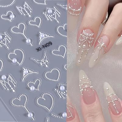 Nagelaufkleber 5D Simulation Perle Dekor Maniküre Decals DIY Selbstklebende Schieber Nageldekoration