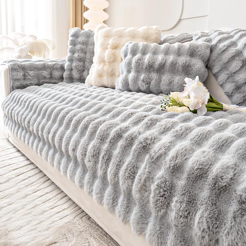 Soft Fur Rabbit Sofa Cover Universal Non-slip Blanket Mat Winter Warm Comfortable Towel Couch Cushion for Living Room Home Decor