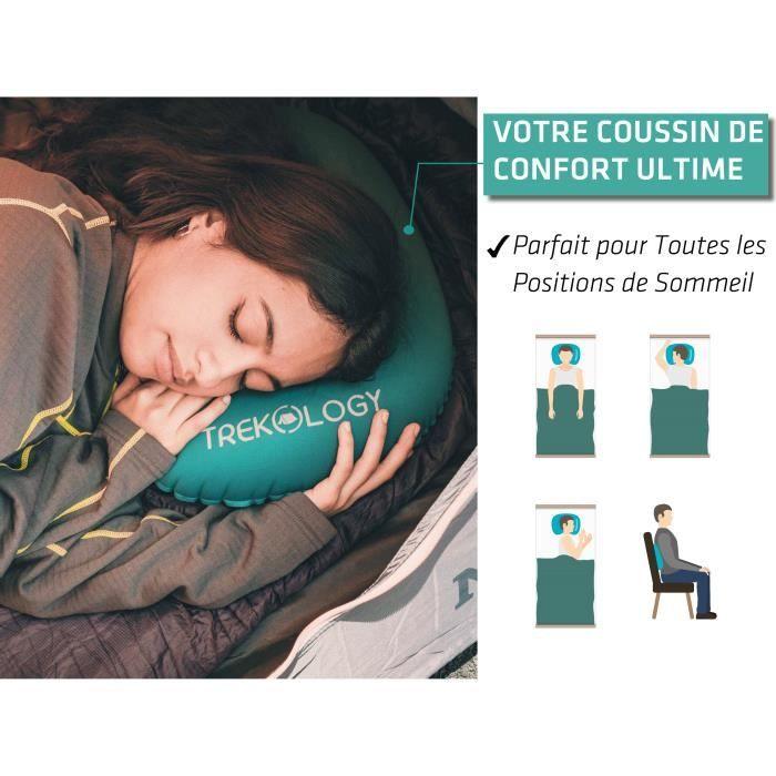 Trekology ALUFT 2.0 Oreiller de Voyage, Coussin Gonflable pour le Camping,Pliable,Compact,Ultraléger Noir