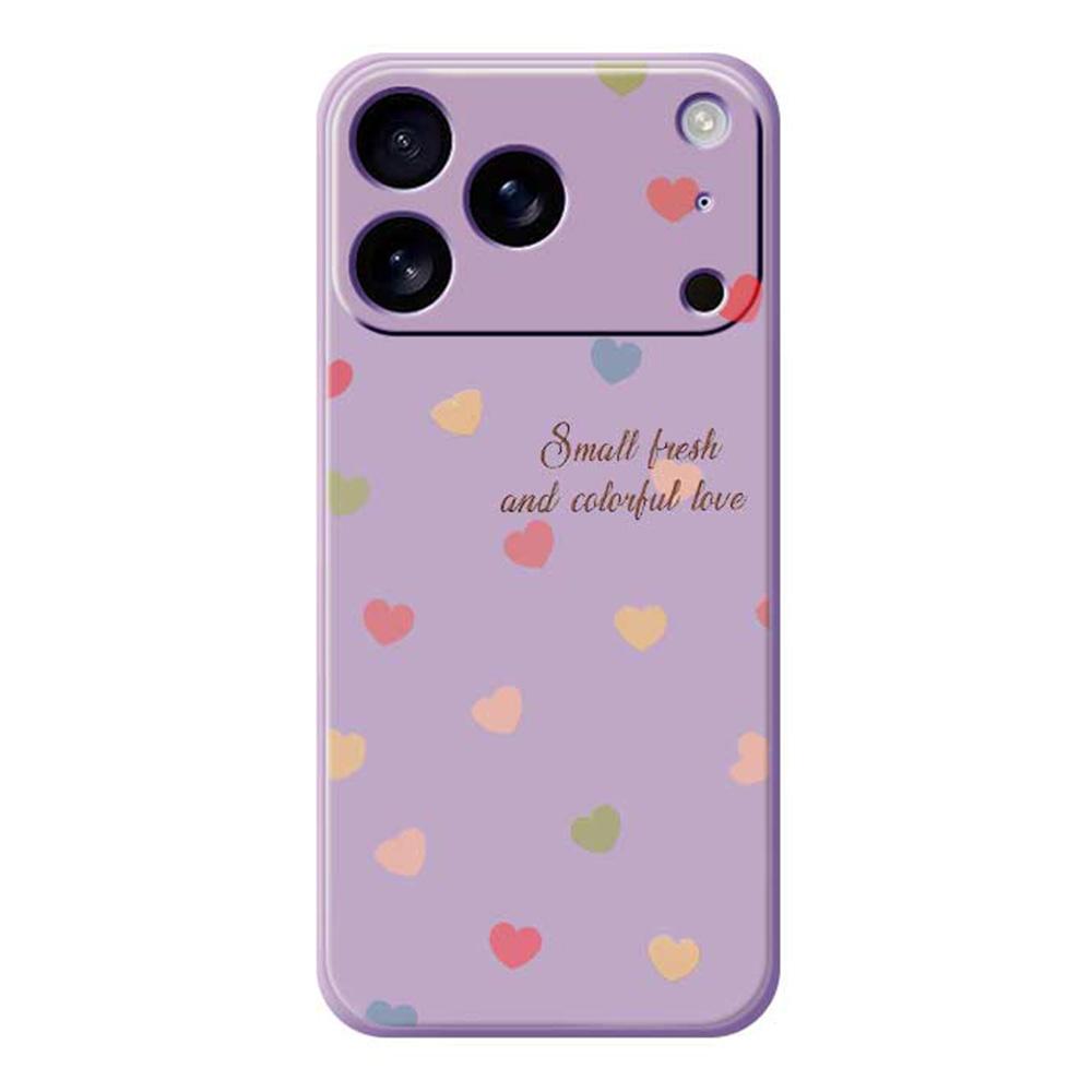 For iPhone 17 Pro Case Colorful Love Pattern Printing Straight Edge TPU Phone Back Cover