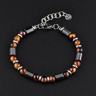 Hanmade Hexagonal Bracelet Bracelet Black Gallstone Popular Fashion Tiger Eye Stone 19cm