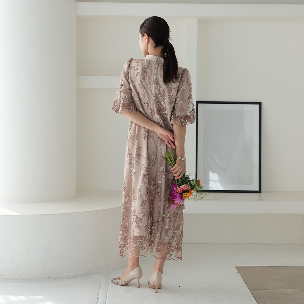 Petrecere de Nuntă O Singură Purtare la Floral 324241 [MAI MULTE AUNI] Rochie, Rochie, Piesă, Femei, Nunți, Invitații, Model, Broderie, Dantelă, Recepție, (BEG S)