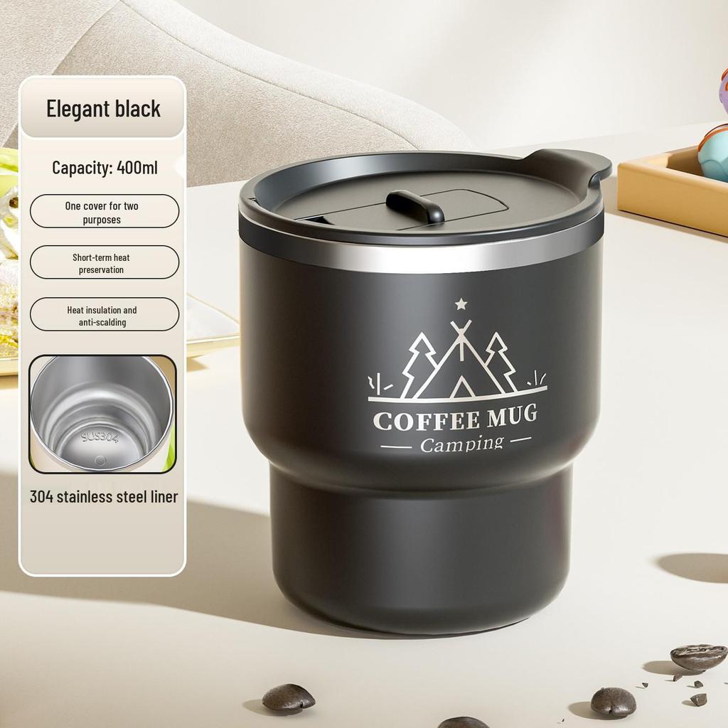 304 Stainless Steel Insulated Coffee Mug with Lid and Handle - Anti-Scald Design, Perfect Couple's Gift.