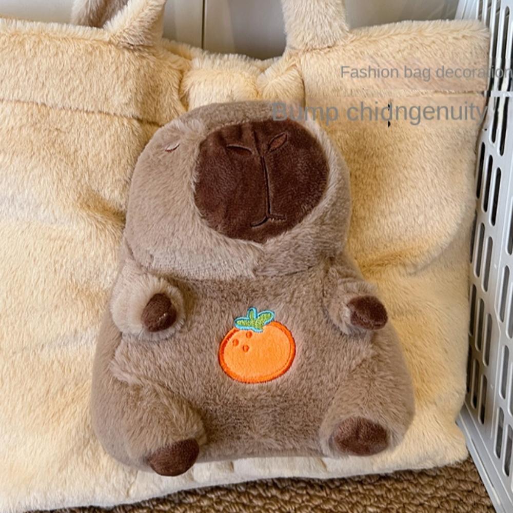 Large Capacity Plush Tote Bag Cartoon Doll Shoulder Bag Fashion Capybara Handbag  Lady