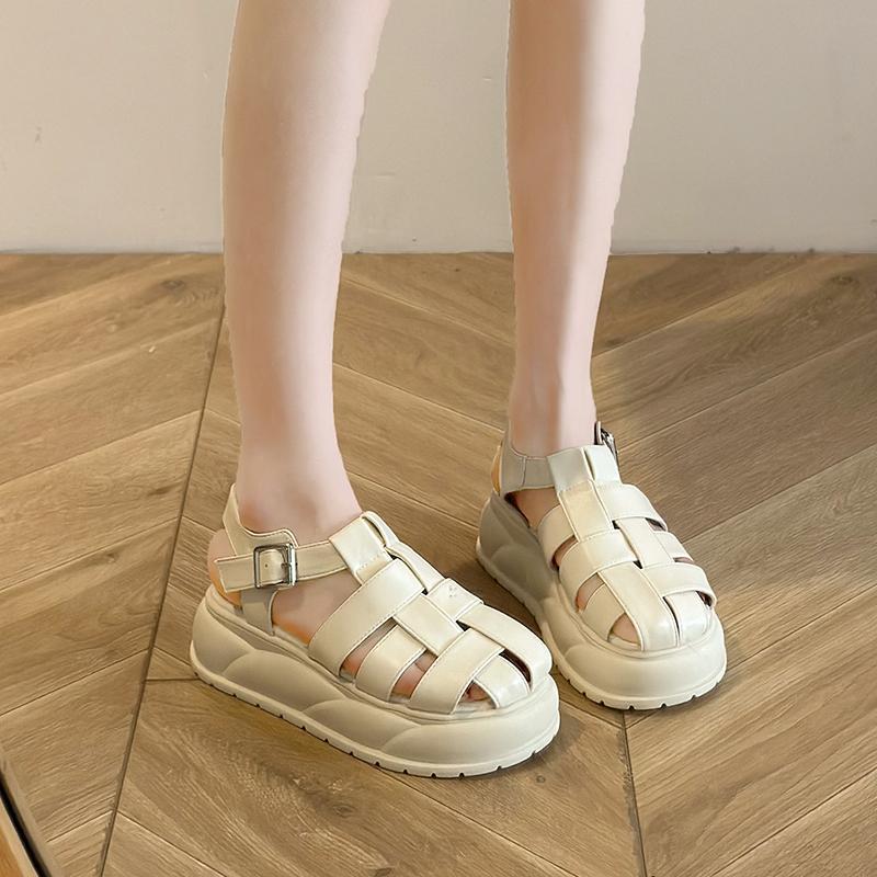 2025 Gladiator Καλοκαιρινά Χοντρά Γυναικεία Σανδάλια Μόδα Κλειστή Μύτη Πλατφόρμα Φλατ Σαγιονάρες Γυναικεία Υπαίθρια Casual Παπούτσια Παραλία Σανδάλια