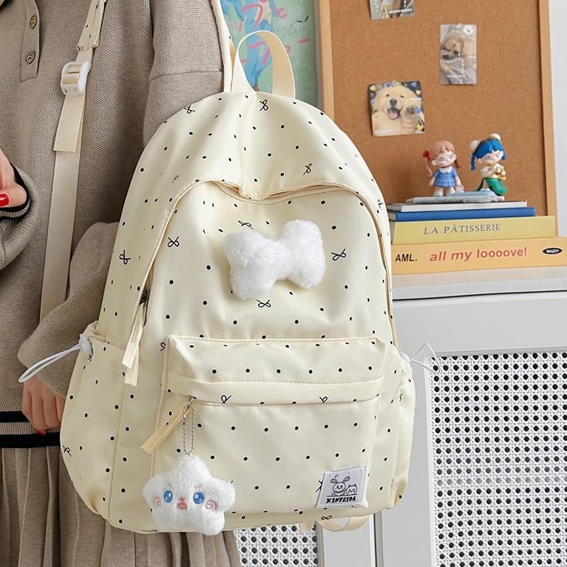 Schoolbag cute schoolbag small fresh bag girl heart polka dot bow backpack versatile high value flash student backpack