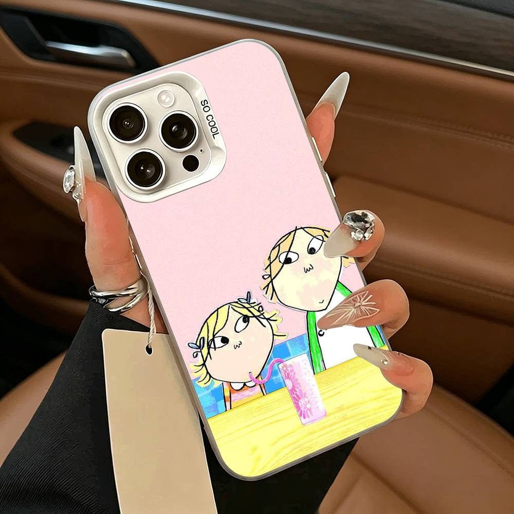 Animation Charlie and Lola Phone Case For iPhone 17,16,15,14,13,12,11 Plus,Pro Max,XS,White Silver  Phone Case