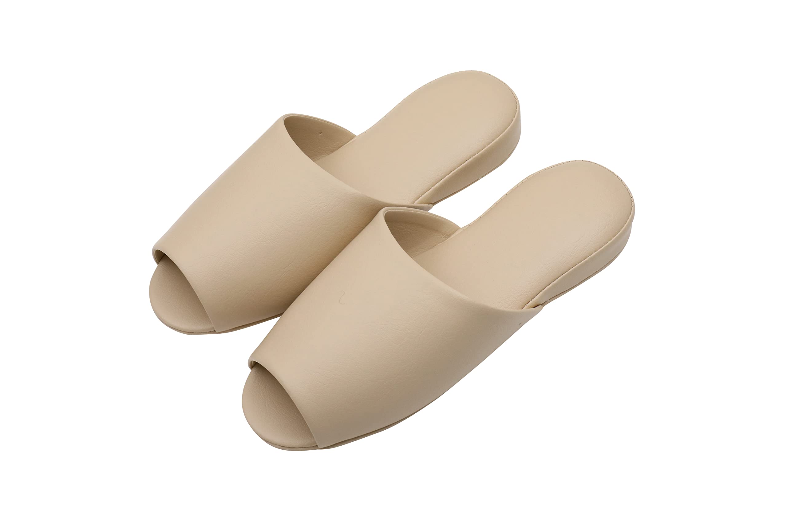 

TOKYO SLIPPER Антибактериальные виниловые тапочки, гостевые тапочки для бизнеса или посетителей, размер M, под кожу (Набор 5) - С открытой передней частью, дышащий, протираемый, бежевый