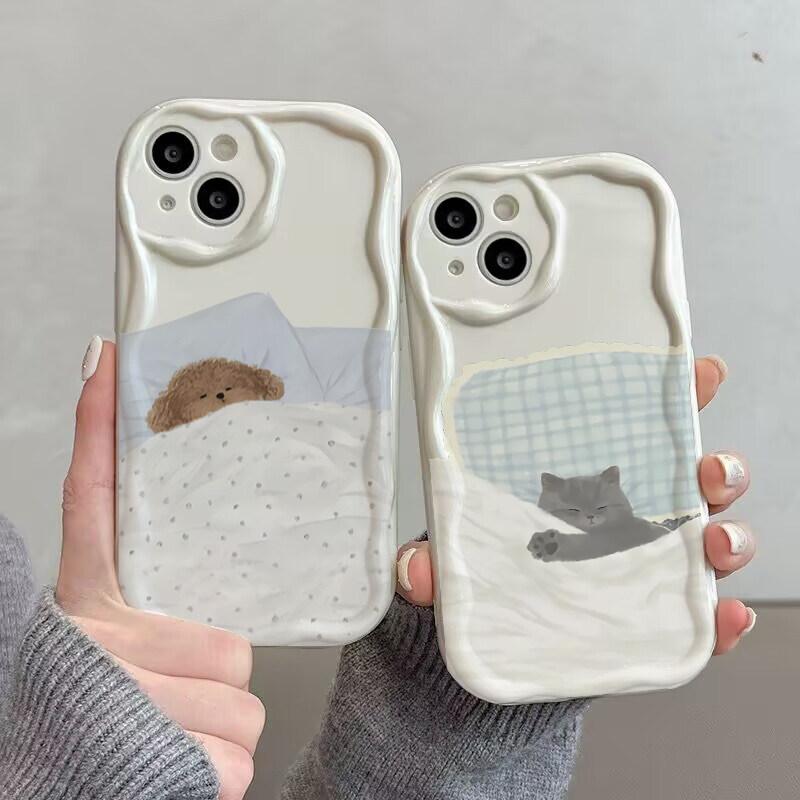 Sleep Dog Cat Couple Phone Case For Samsung Galaxy S21 S20 Plus Ultra S20FE S21FE S23FE S24FE A56 A36 A26 A51 M16 F06 Soft Cover