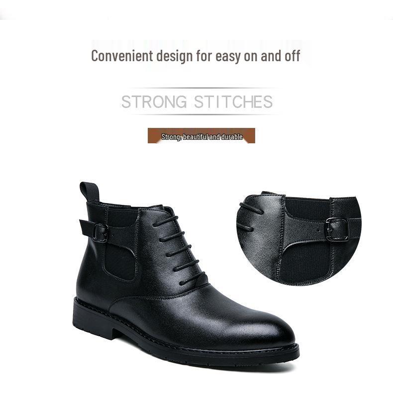 Men's British Style Pointed Toe Leather Chelsea Boots - Korean Design, Formal & Casual, Large Sizes Available