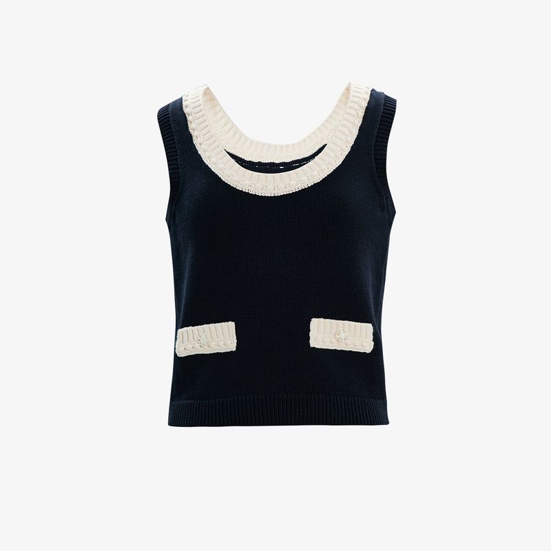 

Blacknini Yin Huafu/ Coco Set Heavy Weight Luxury Combed Wrapped Yarn Cardigan/Vest/Skirt Black-Vest((Presale delivery: Mid-September)) L