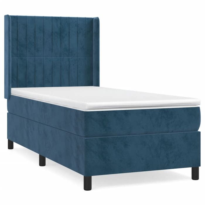 3132787 vidaXL Lit à sommier tapissier avec matelas Bleu foncé 100x200 cm