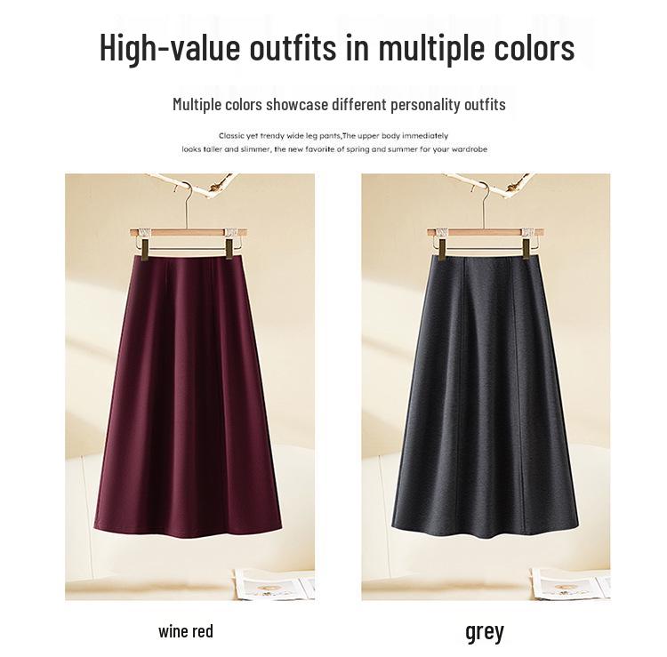 Women's High-Waisted Spring 2026 Slimming Skirt, Mid-Length, Elastic Waist, Umbrella Style, Petite Fit, Elegant Drape