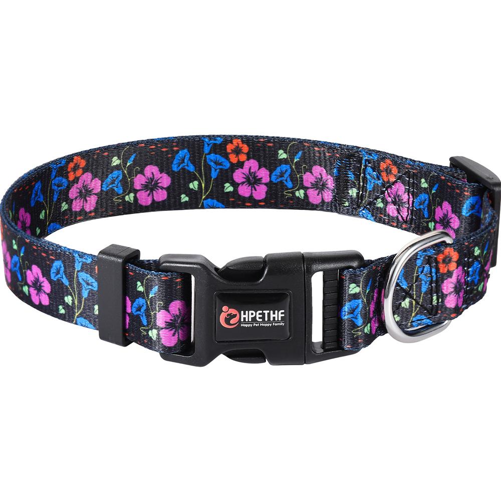 Printed Pet Collars Nylon Adjustable Dog Collars Strong and Durable for Medium and Large Dog Collars Pet Accessories Supplies