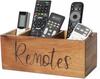 Acacia Wood TV Remote Holder, Caddy and Organizer for Table, Vintage Farmhouse Desk Caddy (Brown for 2 or 3 Remote Controls)