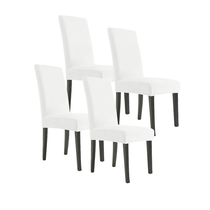 Simple Solid Velvet Fabric 4pcs Chair Cover Super Soft Chair Covers for Dining Room Seat Cases Stretch for Banquet Autumn Winter