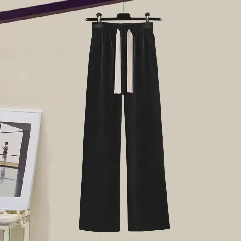 "2024 Korean Style Women's Two-Piece: Elegant Sweater & Casual Pants"