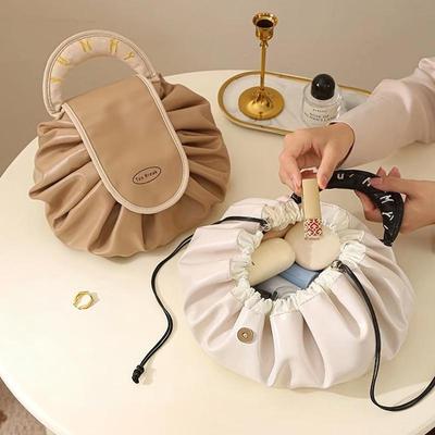 Portable Makeup Bag For Daily Use Fashion Women Large Capacity Travel Toiletry Bags Drawstring Cosmetic Storage Pouch
