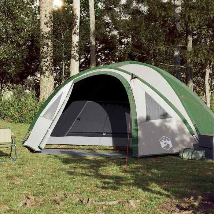 Tente de camping - vidaXL - 4 personnes - Imperméable - Vert - Léger et portable