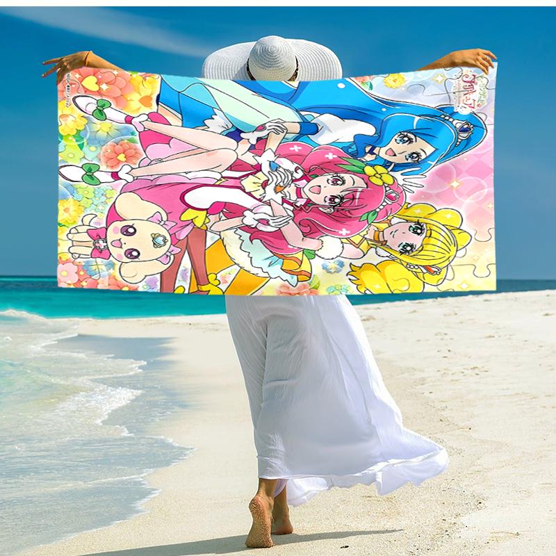 1pc Pretty Cure2 Beach Towel, Comfortable and Thick, and Swimming/Bath/Picnic/Camping Towel, Suitable for Seaside Beaches