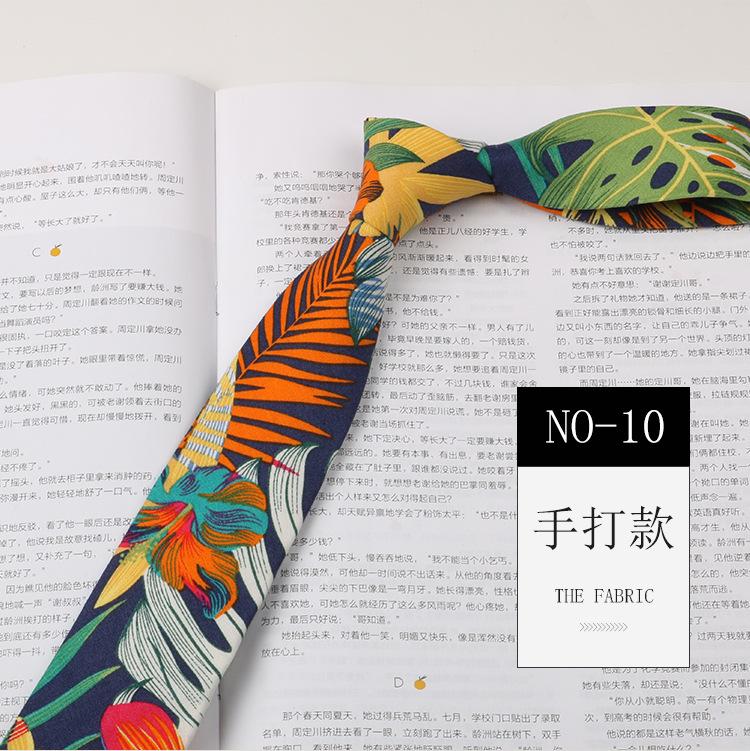 Floral Tie Men'S Patterned Cotton Shirt Macaron Printed Narrow Edition 6Cm Hand Tie Korean Casual Women'S Tie