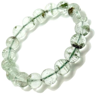 Green Phantom Quartz Natural Stone Power Stone Bracelet Growth Success Improvement Advance Prayer Beads Green Illusion Crystal [hibikurasu] (11mm)