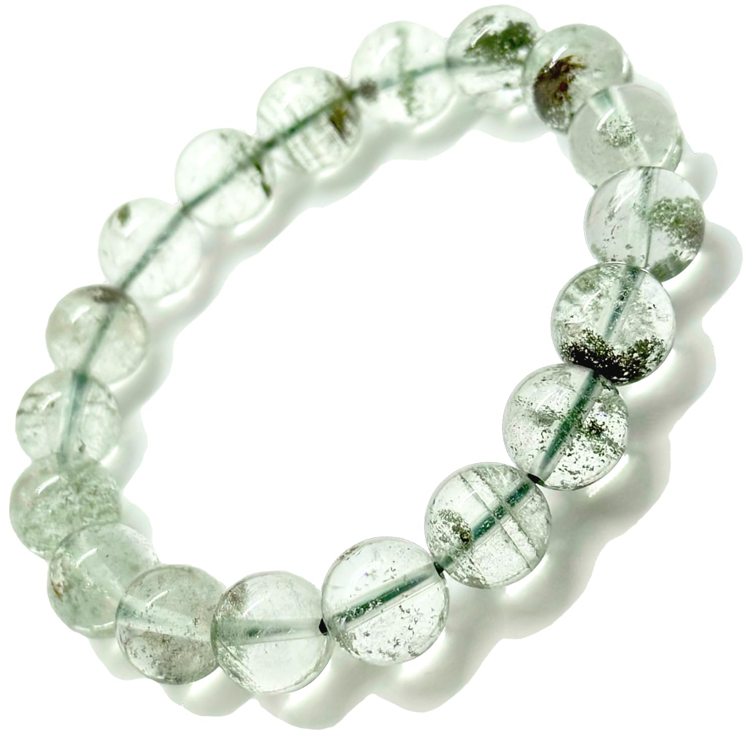

Green Phantom Quartz Natural Stone Power Stone Bracelet Growth Success Improvement Advance Prayer Beads Green Illusion Crystal [hibikurasu] (11mm) зелений