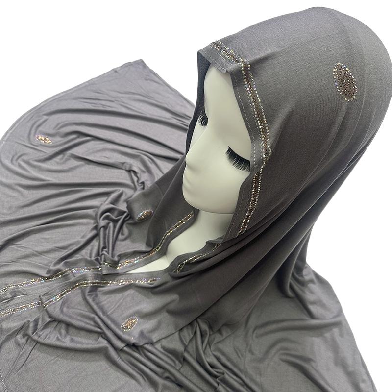 

Роскошный шарф из мерсеризованного хлопкового джерси с чешскими бриллиантами, мусульманский женский премиальный блестящий платок, хиджабы, арабский женский эластичный тюрбан, обертывание