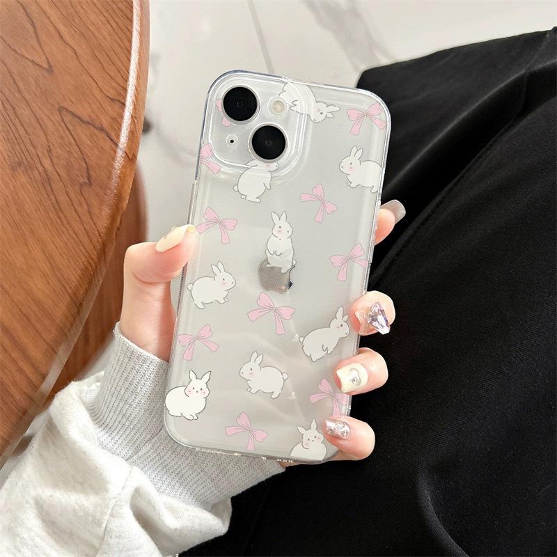 

Ins Ветер Бант Кролик Подходит для IPhone 14 Прозрачный Мягкий Чехол 12promax Милый Apple 15 Защитный Чехол Apple 16pro