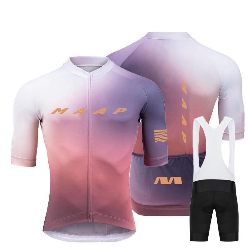 MAAP Mens Performance Cycling Jersey Set Breathable Quick-Dry Road Bike Short Sleeve Kit S