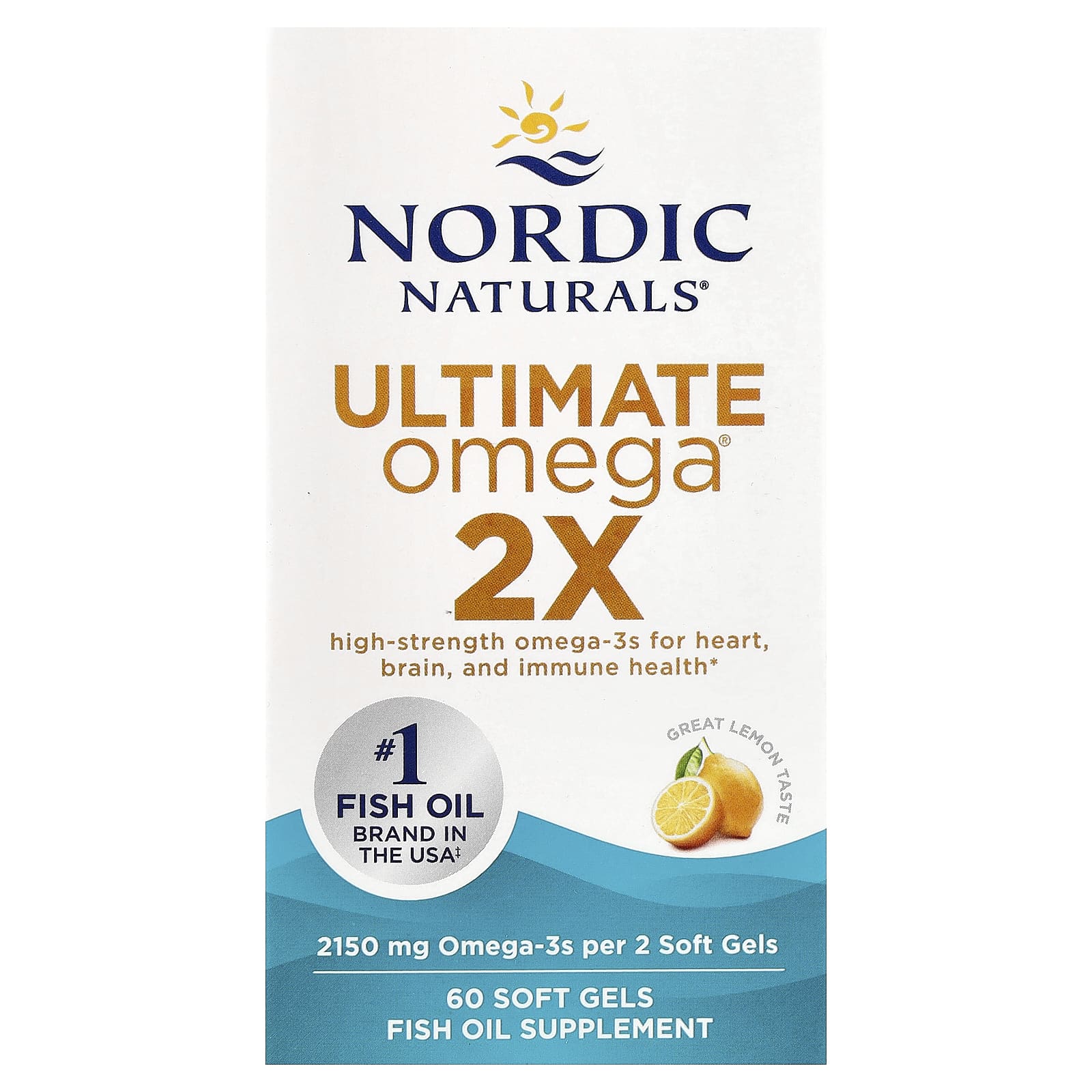 

Ultimate Omega 2X, Lemon, 2,150Mg, 60 Softgels (1,075Mg per Softgel)