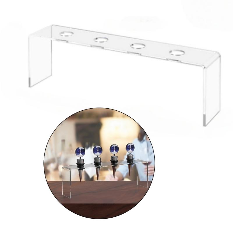 Pack Of 2 Acrylic Wine Bottle Stopper Display Holders Clear Storage Rack For Kitchen Home Bar Countertop Organizers
