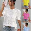 European & American Women's Casual Lace Puff Sleeve Top - Summer 2026 Collection