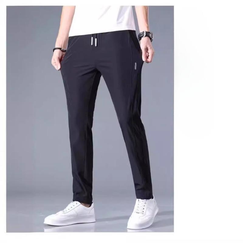 Summer Thin Stretch Quick-drying Trousers Men's Sports Pants Ice Silk Loose Breathable Pants Men