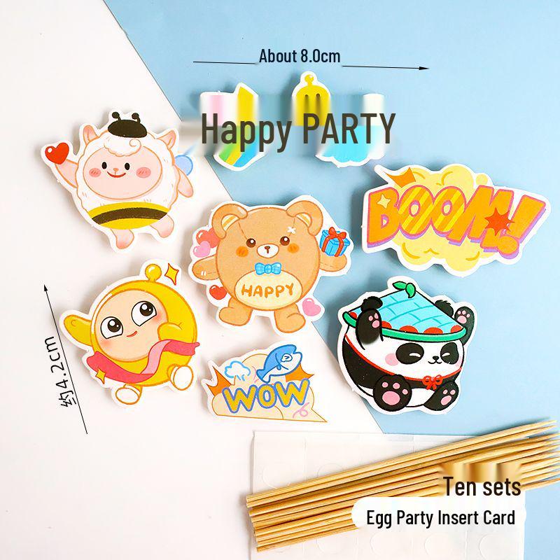 Sushi Cartoon Cupcake Toppers & Ice Cream Flag Picks for Happy Birthday Desserts