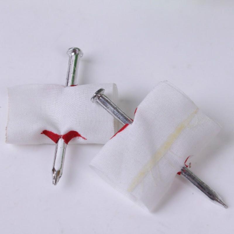 6PCS Whole Convenient New Prank Joke Toy Fake Nail Through Finger Trick Halloween Kids Children Gags Practical Jokes