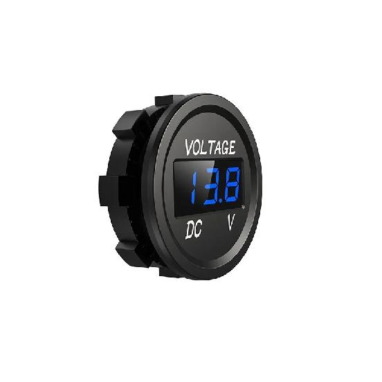 Car Voltmeter Digital LED Display Mini Round Voltage Battery Volt Tester Gauge Meter for Motorcycle Boat Marine Truck ATV UTV