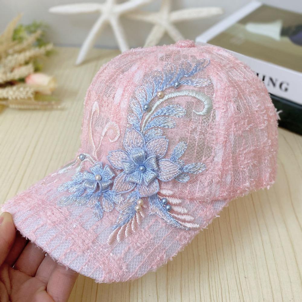 Summer Lace Baseball Cap Embroidered Flowers Sunscreen Hat New Rebound Cap  For Women Girls