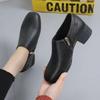 2025 Spring and Autumn New Mother Shoes Soft Leather Soft Sole Women's Leather Shoes Thick Heel Deep Mouth Versatile Comfortable Casual Middle Heel