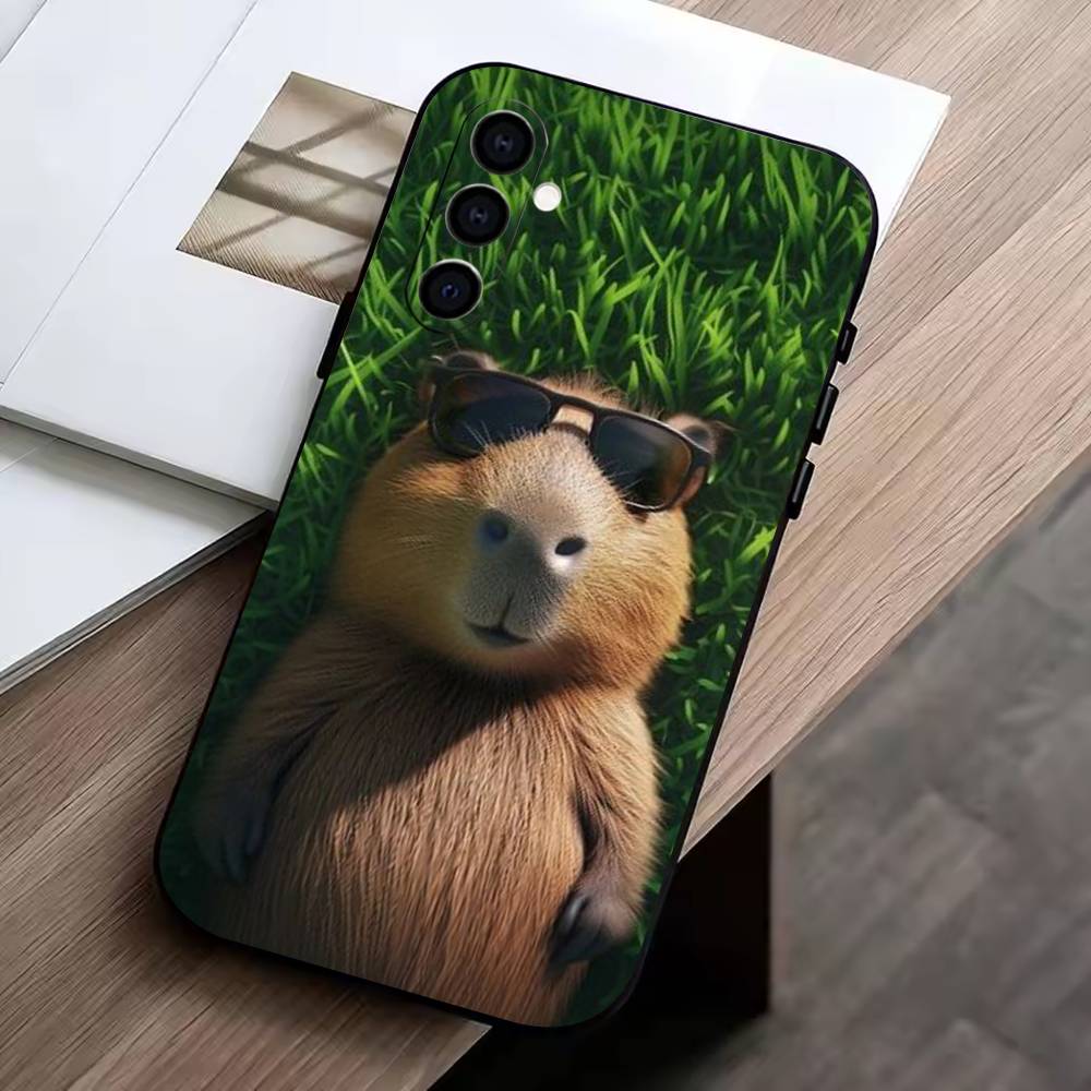 

Cute-Capybara Phone Case For Samsung Galaxy A73,A72,A71,A70,A53,A52,A51,Soft Silicone Black Cover Samsung a30 a20