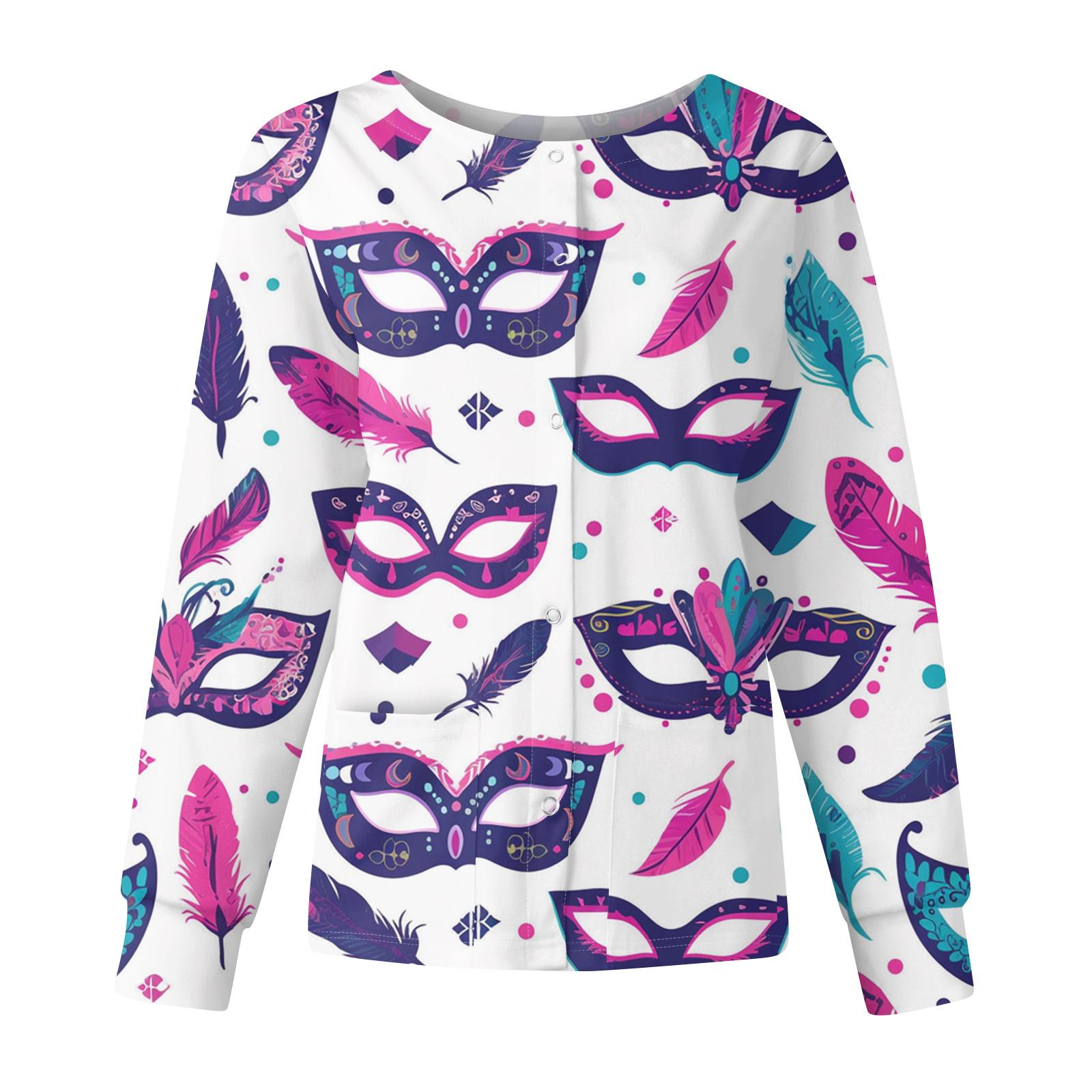 

Женская повседневная модная куртка с длинными рукавами, воротником-стойкой, однобортная, с карнавальным принтом, рабочая куртка, топы XXL