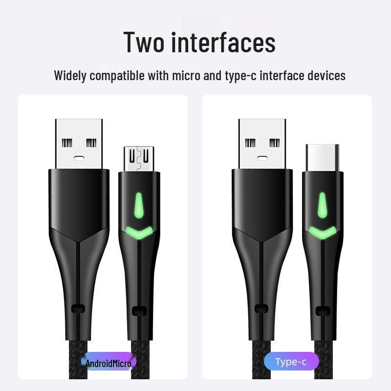 Seven-Color Silicone Light-Up USB Cable for Apple, Android, and Type-C Fast Charging